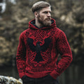 Men's Viking Raven Inspired Jacquard Retro Hooded Sweater elevenforest