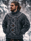Men's Vintage Viking Inspired Celtic Jacquard Sweater artswardrobe