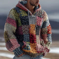 Men's Retro Geometric Knitted Warm Hooded Sweater artswardrobe