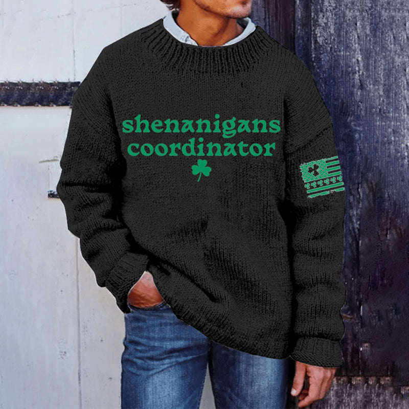 Men'S St. Patrick'S Day Printed Knit Crew Neck Sweater artswardrobe