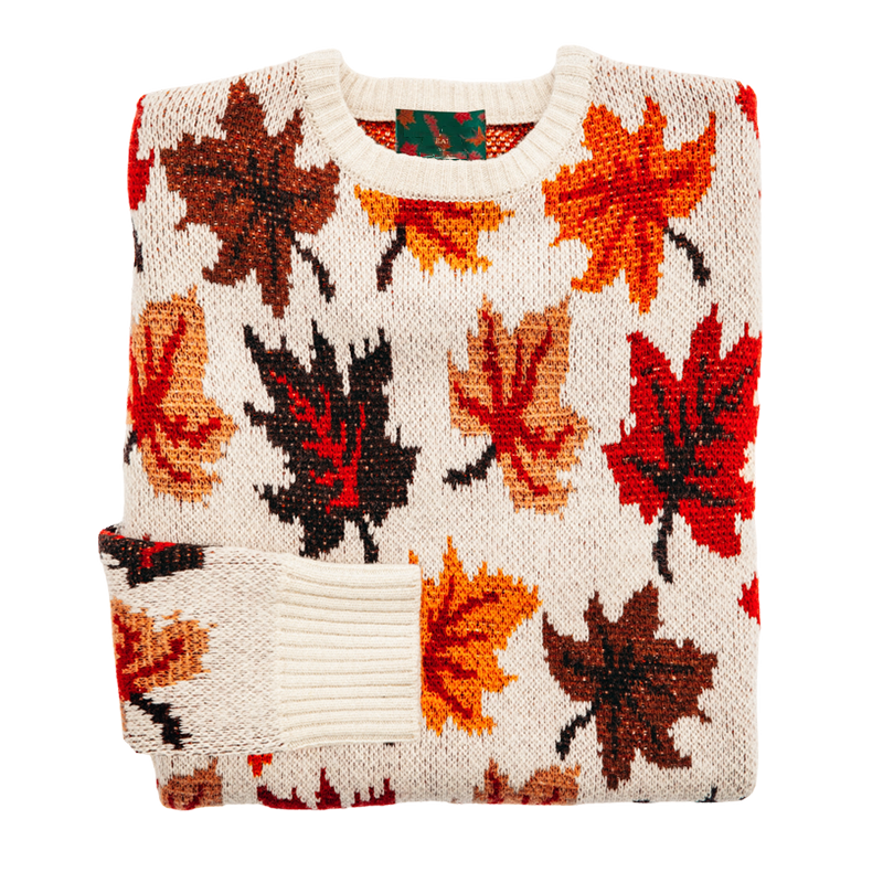 Maple Leaf Print Knitted Pullover Sweater artswardrobe