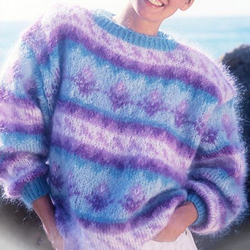 Classy Vintage Icelandic Knit Jacquard Blooming Warmth Felt Art Cozy Knit Sweater elevenforest