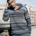Men's Vintage Ombre Knit Button Sweater artswardrobe