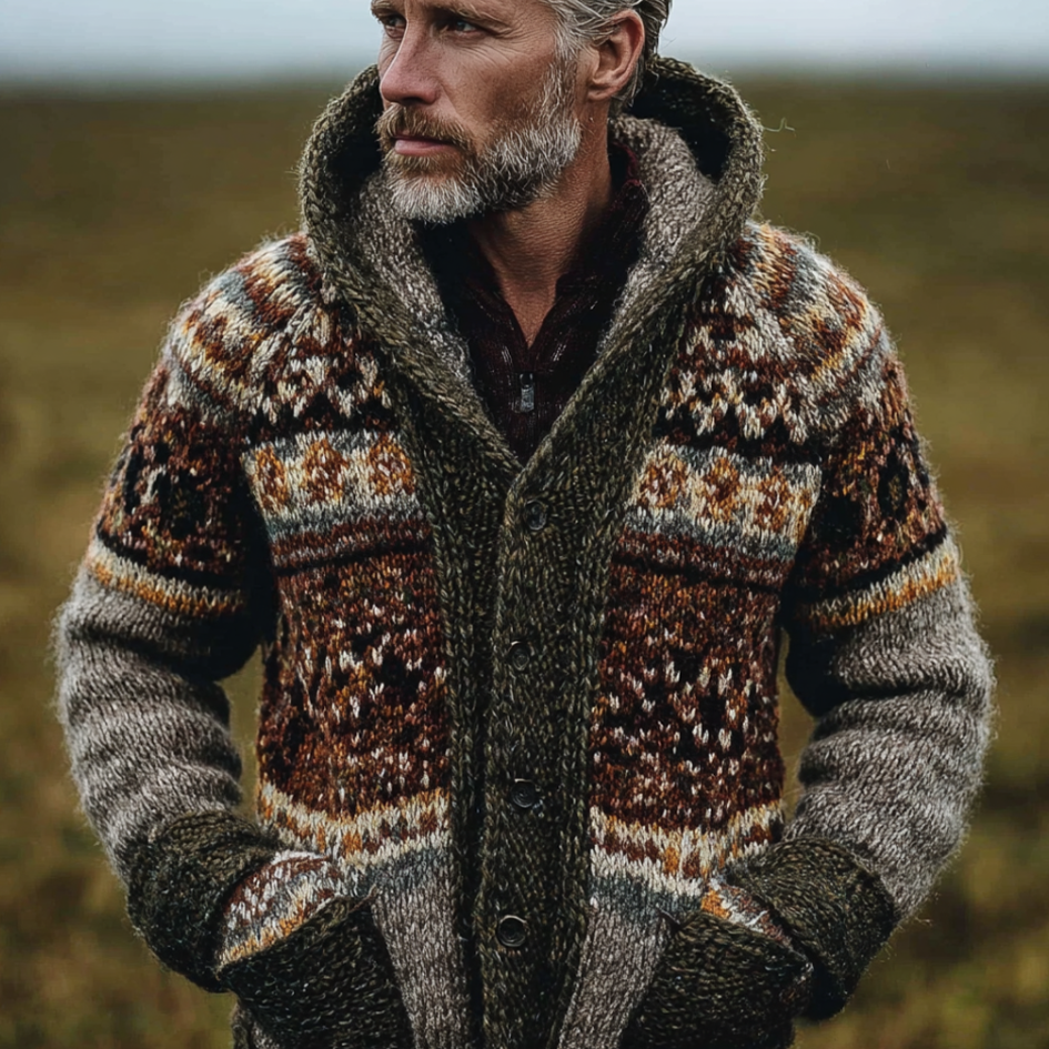 Men's Winter Retro Warm Knitted Sweater Coat artswardrobe