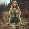Women's Irish Celtic Knot Jacquard Knitted Sweater Dress artswardrobe