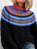 1940s Vintage Style Fairisle Alpine Knit Turtleneck Sweater artswardrobe