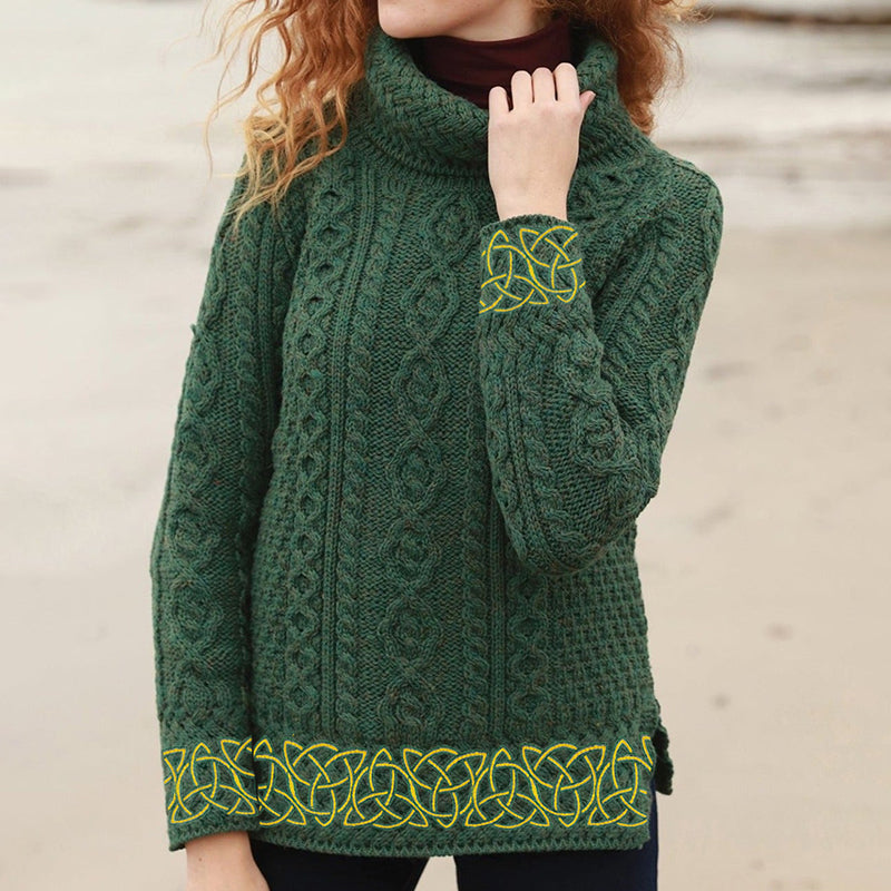 Celtic Trinity Knot Turtleneck Aran Sweater artswardrobe