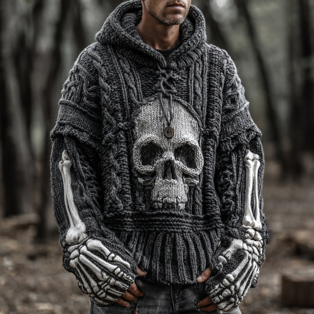 Men's Vintage Viking-style Skull-patterned Warm Sweater artswardrobe