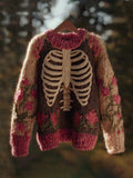 Vintage Halloween Human Anatomy Art Sense Thick Needle Round Neck Sweater artswardrobe