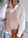 Doris® | Women'S V-Neck Hollow-Out Fried Dough Casual Knitted Vest Sweater