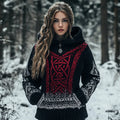 Women's Viking Totem Celtic Knot Retro Pocket Hooded Sweater artswardrobe