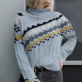 Vintage Icelandic Irregular Geometric Knit Turtleneck Sweater artswardrobe