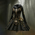 Women's Halloween Skull Flower Moss Witch Sweater Dress artswardrobe
