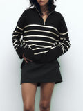 Lydia® | Striped zip sweater for women