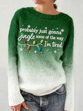 Comstylish Christmas Inspired Embroidered Gradient Cozy Knit Sweater