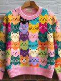 Comstylish Women's Lovely Cats Pattern Cozy Knit Sweater