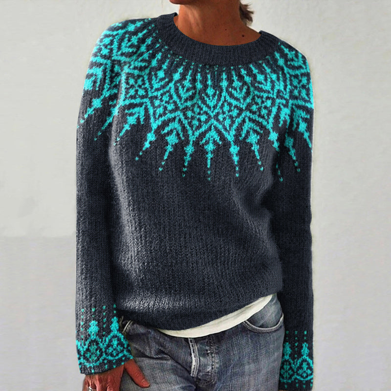 Vintage Fairman Island Geometric Knitted Jacquard Sweater elevenforest