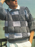 Vintage Plaid Patchwork Knit Men's Icelandic Sweater artswardrobe