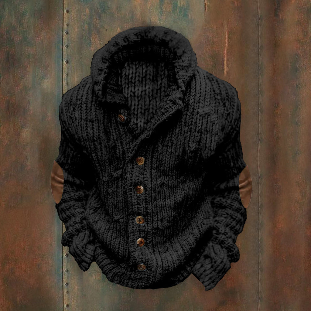 Vintage Cable Knit Basic Buttons Hooded Sweater artswardrobe