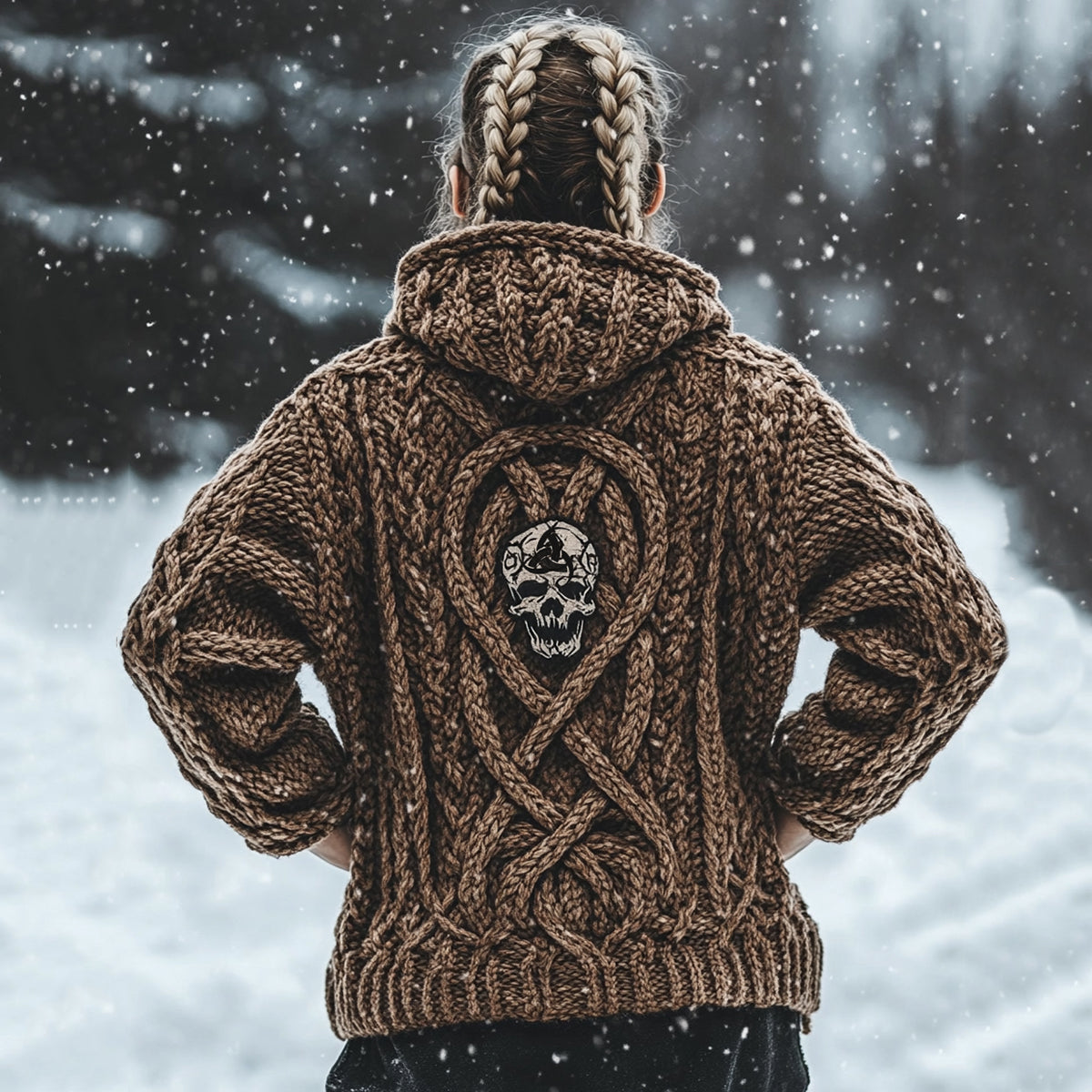 Women's Vintage Viking Totem Celtic Knot Pocket Hooded Sweater artswardrobe