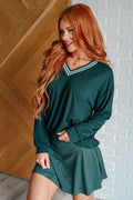 Daria® | All Out Comfort V-neck sweater in midnight green