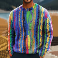 Men'S Retro Abstract Gradient Art Print Crew Neck Knit Sweater artswardrobe