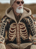 Halloween Skeleton Pattern Men's Knit Hooded Sweater artswardrobe