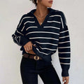 Valentina® | Striped women's sweater with V-neck