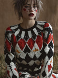 Vintage Clowness Pokers Inspired Colorblock Isle Sweater artswardrobe