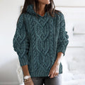 Women's Thick Knitted Hemp Pattern Hooded Sweater artswardrobe