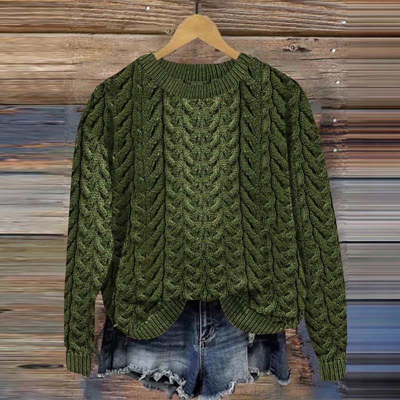 Women's Super Soft Honeycomb Aran Crew Neck Sweater elevenforest