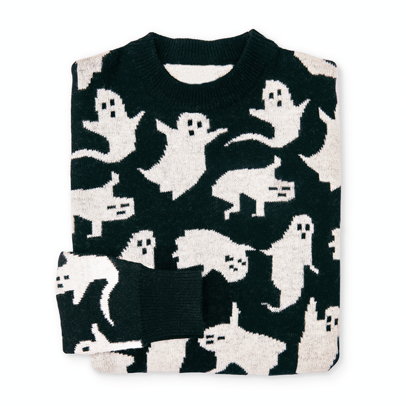 Ghost Print Knitted Pullover Sweater artswardrobe