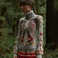 Halloween Skull Sequin Art Knitted Turtleneck Sweater artswardrobe