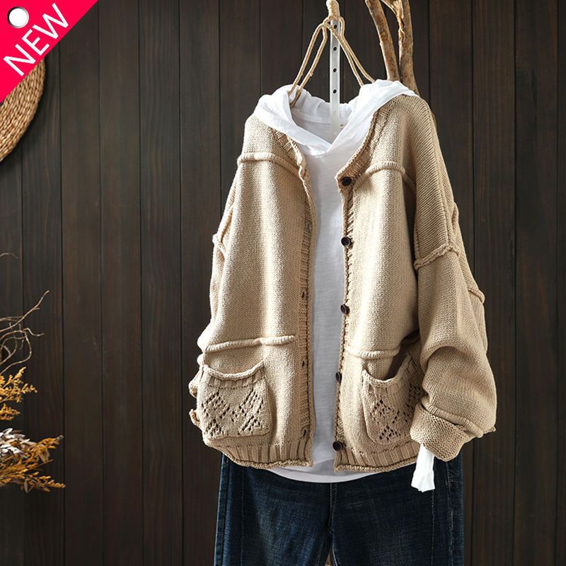 Vintage Jacquard Weave Pocket Comfy Sweater elevenforest