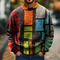 Gentleman Vintage Colorful Geometric Art Print Knit Crew Neck Pullover Sweater artswardrobe