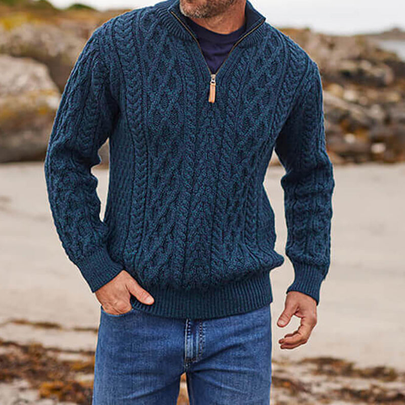 Men's Vintage The Scottish Half-Zip Aran Sweater artswardrobe