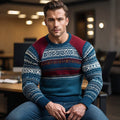 Comstylish Men's Warmth Jacquard Icelandic Art Cozy Knit Sweater