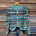 Women's Vintage Icelandic Striped Pattern Sweater elevenforest