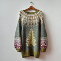Ladies' Christmas Tree Pattern Design, Autumn And Winter Stretchy And Warm Knit Sweater Dress artswardrobe