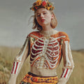 Halloween Human Anatomy Embroidery Flower Knitted Sweater artswardrobe