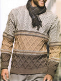 Retro Patchwork Color Men's Round Neck Sweater artswardrobe