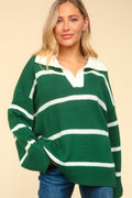 Inés® | Striped contrast sweater with collar from Haptics