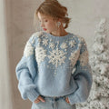 Women's Christmas Snowflake Pattern Cozy Knit Sweater artswardrobe