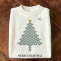 Comstylish Japanese Waves Christmas Tree Embroidered Cozy Sweater