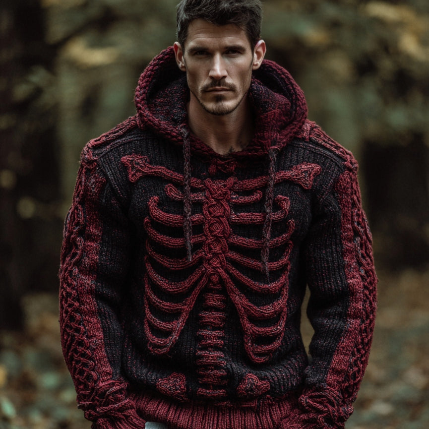 Men's Halloween Anatomy Art Hooded Sweater artswardrobe