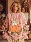 Thanksgiving Pumpkin & Cat Lady Knit Sweater elevenforest