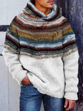 Men's Retro Colorful Fringe Yoke Cozy Hooded Sweater artswardrobe