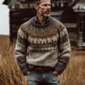 Men's Fer Island Pattern Multi-color Knitted Warm Sweater artswardrobe
