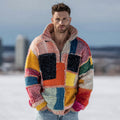Men's Fair Isle Geometric Jacquard Warm Zip-up Sweater artswardrobe