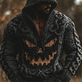 Men's Halloween Pumpkin Face Celtic Cozy Knit Hooded Sweater artswardrobe